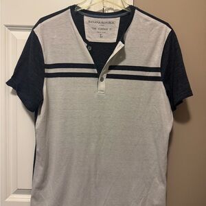 Banana Republic Men's Black and Gray Button Down Shirt